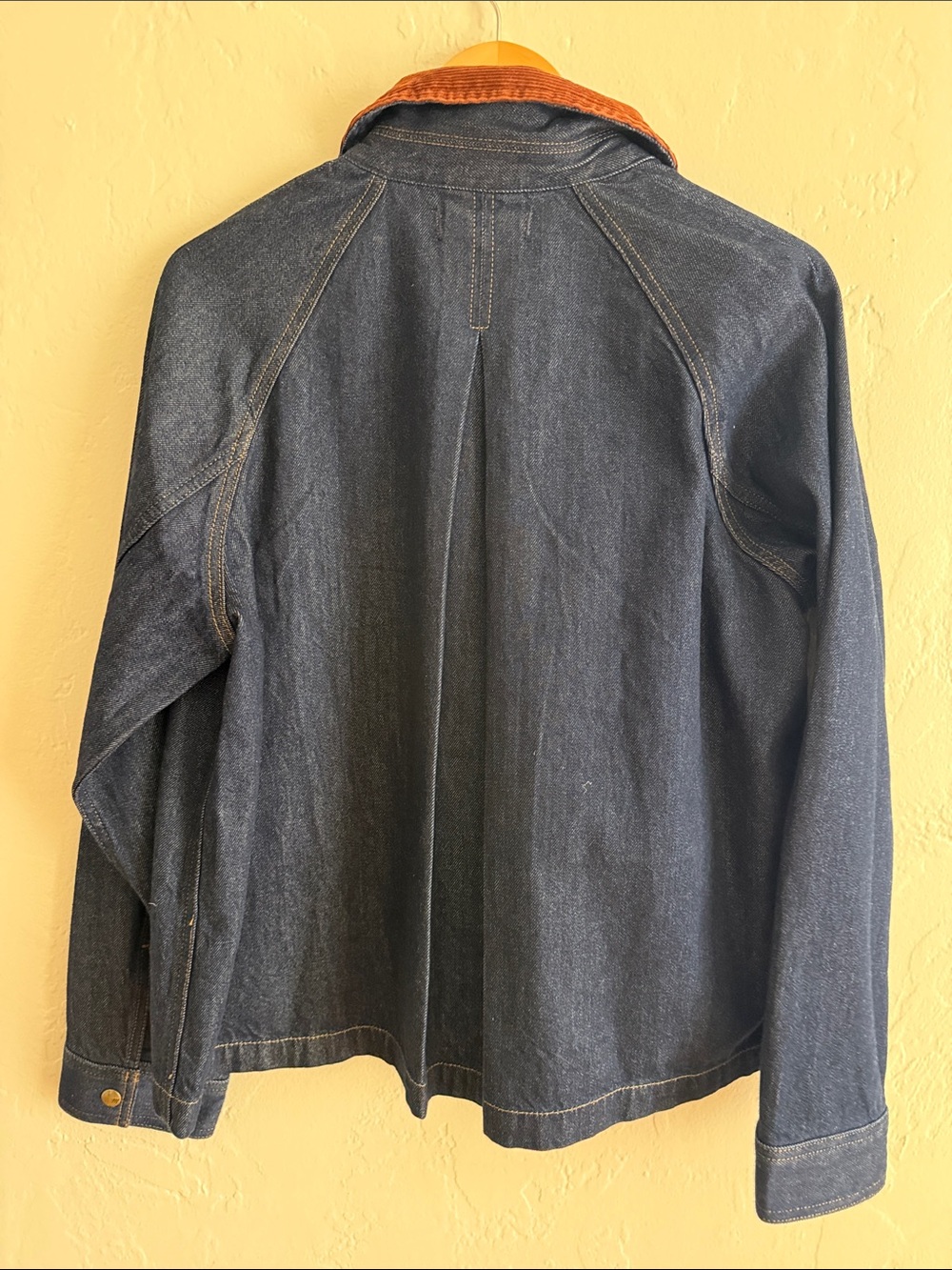 Madewell Dark Wash Denim Jacket with Rust Corduroy Collar - Picture 8 of 13